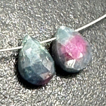 Load image into Gallery viewer, Ruby Zoisite Exquisite Flat Pear Briolette Beads | 7x6x3mm| Green, Red| 2 Beads|