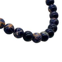Load image into Gallery viewer, Blue Sodalite with White and Orange 12mm Round Bead Strand 110781