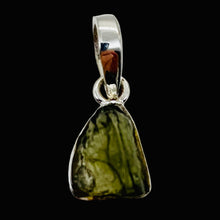 Load image into Gallery viewer, Moldavite 9.13ct Sterling Silver Triangle Pendant | 3/4" Long| Green| 1 Pendant|
