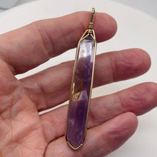 Load image into Gallery viewer, Ametrine 14K Gold Wire Wrap Rectangle Point | 3" Long | Purple Gold | 1 Pendant|