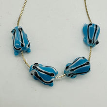 Load image into Gallery viewer, Frog Lampwork Glass Jumping Frog Beads | 17x12x9mm | Clear Blue | 4 Beads |