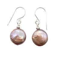 Load image into Gallery viewer, Pearl Dangle Sterling Silver Earrings | 1 1/4" Long | Golden Rose |