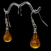 Load image into Gallery viewer, Amber Teardrop Dangle Sterling Silver Earrings | 1" Long | Amber | 1 Pair |