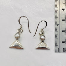 Load image into Gallery viewer, Fresh Water Pearl Sterling Silver Triangle Earrings | 1" Long | White | 1 Pair |