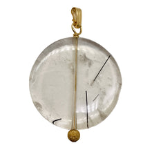 Load image into Gallery viewer, Tourmalinated Quartz Beautiful Round 14K Gold Filled Pendant | 30mm | Disc |