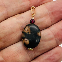 Load image into Gallery viewer, Natural Poppy Ocean Jasper 14K Gold Filled Pendant | Pink, Black | 1 1/4"}