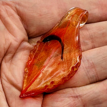 Load image into Gallery viewer, 1 Red Lampwork Silver Foil Leaf Pendant Bead 8661A