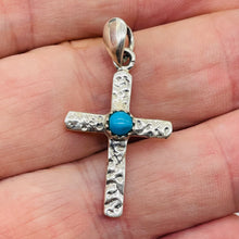 Load image into Gallery viewer, Turquoise Sterling Silver Cross | 1 1/2" Long | Silver | 1 Pendant |
