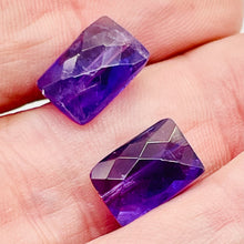 Load image into Gallery viewer, AAA Natural Amethyst Faceted Beads | 12x8x7mm | Purple | Rectangle | 2 Beads |