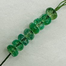 Load image into Gallery viewer, Brazilian Emerald Faceted Rondelle Beads 1.25 Ct Green 3mm 8 Pieces
