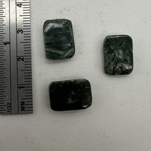 Load image into Gallery viewer, 3 Sultry Green Seraphinite 14x10x4mm Rectangle Focal Beads 8688
