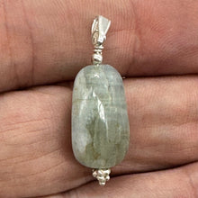 Load image into Gallery viewer, Aquamarine and Sterling Silver Drop Pendant | 1 3/8" Long | Aqua | 1 Pendant |