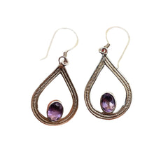 Load image into Gallery viewer, Semi-Precious Natural Amethyst Sterling Silver Drop Earrings | 1 1/2" Long |