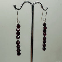 Load image into Gallery viewer, Merlot Mozambique Garnet Faceted Beads Sterling Silver Earrings | 1 3/4" Dangle|