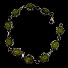 Load image into Gallery viewer, Amber Sterling Silver Bezel Set 8x6mm Stones | 7 1/2" Long | Green | 1 Bracelet|