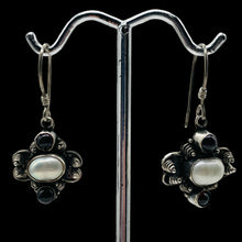 Load image into Gallery viewer, Garnet Fresh Water Pearl Sterling Silver Earrings | 1 1/4" Long | Red White |