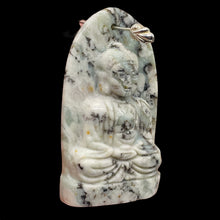 Load image into Gallery viewer, Harmony Stone Jade Buddha Pendant Bead | 50x30mm | Green White | 1 Pendant Bead|