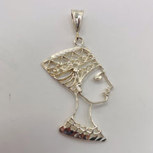 Load image into Gallery viewer, Queen Nefertiti Sterling Silver Image Pendant | 2" Long | Silver | 1 Pendant |