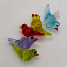 Load image into Gallery viewer, Lampwork Glass Birds | Blue, Yellow, Red, Green, Purple | 25x12x8mm | 5 Beads |