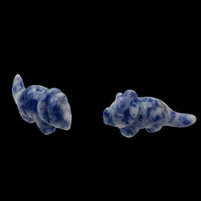 Load image into Gallery viewer, Dinosaur 2 Carved Sodalite Triceratops Beads | 22x11x7.5mm | Blue w/White