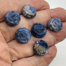 Load image into Gallery viewer, Sodalite Carved Chinese Symbol Coin Beads | 15x8mm | Blue, White | 6 Beads |