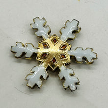 Load image into Gallery viewer, 2 Golden Cloisonne Snowflake Centerpiece 30x27x4mm Beads 8638H
