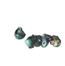 Load image into Gallery viewer, 5 Dragon Scales Green 16x5mm to 25x6mm Briolette Coin Pearls 9937
