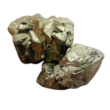 Load image into Gallery viewer, Pyrite Crystal Nugget Beads | 21x17x12mm to 19x14x14mm | Silver Gold | 2 Beads |