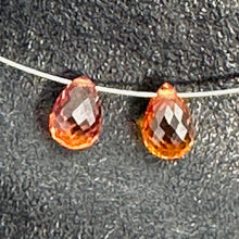 Load image into Gallery viewer, Sapphire, Faceted Padparadscha .88ct Briolette Pendant Bead | 6x4mm| Orange| 1 |