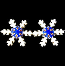 Load image into Gallery viewer, 2 Cobalt Cloisonne Snowflake Centerpiece 30x27x4mm Beads 8638B