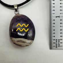 Load image into Gallery viewer, Zodiac Aquarius Amethyst Stone Oval Pendant | 1 1/2" Long | Purple | 1 Pendant |