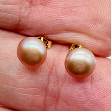 Load image into Gallery viewer, Pearl 14K Gold Stud Round Earrings | 7mm | Rosy Pink | 1 Pair |