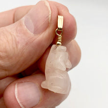 Load image into Gallery viewer, Rose Quartz Wolf Pendant Necklace | Semi Precious Stone Jewelry | 14k Pendant
