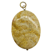 Load image into Gallery viewer, Tan White Fossilized Coral Flat Oval Pendant 40x30x5.5mm Natural Stone