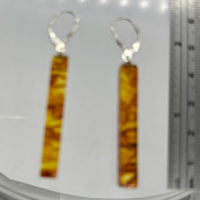 Load image into Gallery viewer, Amber Rectangle Dangle Sterling Silver Earrings | 2" Long | Amber | 1 Pair |