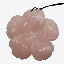 Load image into Gallery viewer, Rose Quartz Carved Pendant Flower | 55x8mm | Pink | 1 Bead |