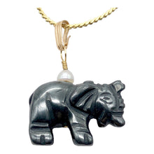 Load image into Gallery viewer, Hematite Elephant Pendant Necklace | Semi Precious Stone Jewelry | 14k Pendant