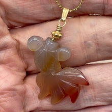 Load image into Gallery viewer, Hand Carved Carnelian Agate Koi Gold Fish Pendant | 1 3/4" Long |