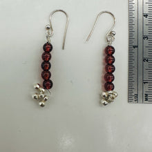 Load image into Gallery viewer, Champagne Garnet AAA 4mm Round Bead Dangle Earrings | 2" Long | Red |