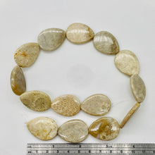 Load image into Gallery viewer, Fossilized Coral Flat Pear Pendant Bead Strand 107084