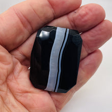 Load image into Gallery viewer, Onyx Flat Faceted Rectangular Pendant Bead | 50x48x14mm | Black White | 1 Bead |
