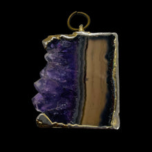 Load image into Gallery viewer, Amethyst Crystal Slice Gold Framed | 1 1/4" Long | Purple Clear | 1 Pendant |