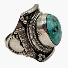 Load image into Gallery viewer, Turquoise Sterling Silver Oval and Heart Ring| Size 10 | Blue | 1 Ring |