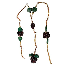 Load image into Gallery viewer, Garnet Berry & Carved Aventurine Leaf Lariat 200011