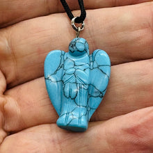 Load image into Gallery viewer, Howlite Stone Angel Pendant Necklace | 3/4' Long | Blue | 1 Pendant Necklace |