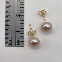 Load image into Gallery viewer, Pearl 14K Gold Stud Round Earrings | 7mm | Rosy Pink | 1 Pair