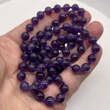 Load image into Gallery viewer, Royal Amethyst Necklace Knotted on Silk | 8mm |Round | 32&quot; Long | Purple | 1 |
