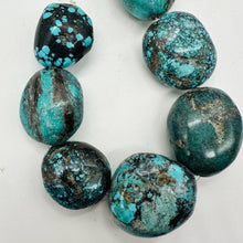 Load image into Gallery viewer, Turquoise Natural Focal Nugget Strand | 310g | 16" | Blue, Black | 12 Beads |