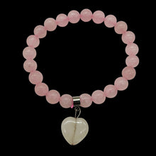 Load image into Gallery viewer, Beautiful Rose Quartz Bracelet with Heart and Sterling Silver Accent | 8" Long |