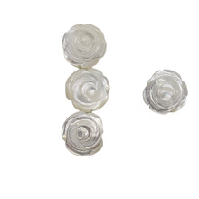 Load image into Gallery viewer, Mother of Pearl Parcel Carved Rose Beads | 12x6mm | White | 4 Beads |